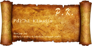 Páhi Klaudia névjegykártya